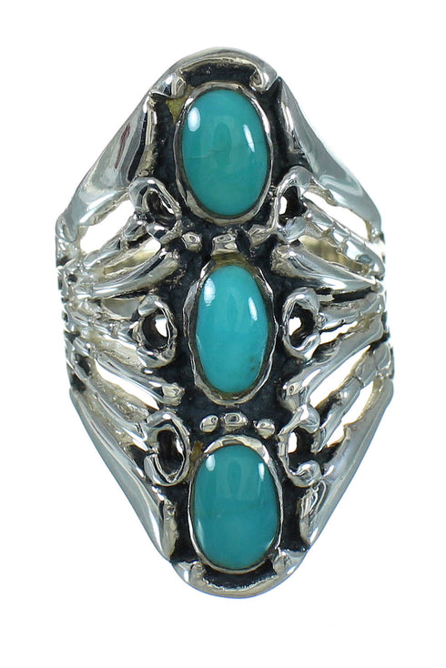 Sterling Silver Southwestern Turquoise Ring Size 6 QX84615
