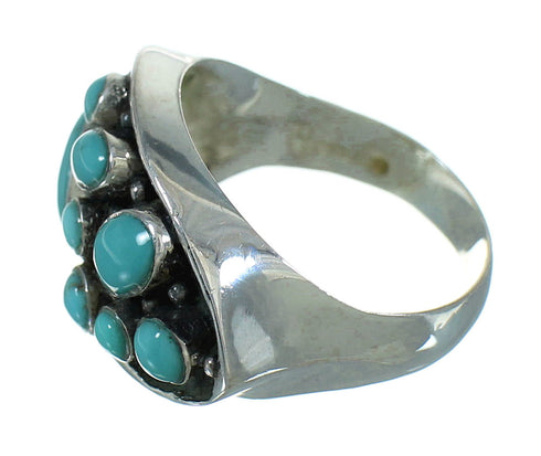 Turquoise Southwestern Genuine Sterling Silver Ring Size 8 QX84670