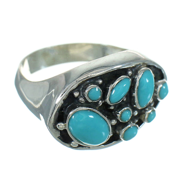 Southwestern Turquoise Sterling Silver Ring Size 5-1/4 QX84696