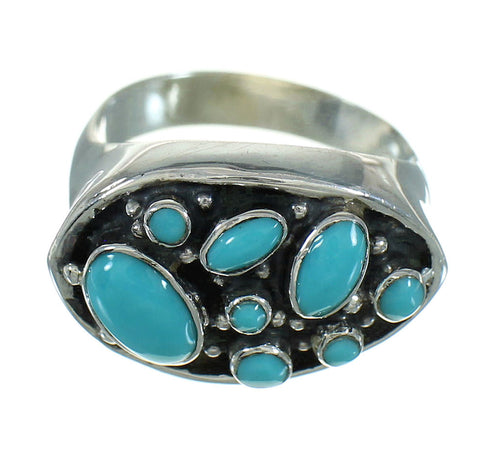 Southwestern Turquoise Sterling Silver Ring Size 5-1/4 QX84696