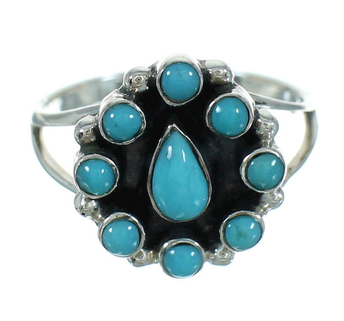 Southwest Sterling Silver Turquoise Jewelry Ring Size 8 QX84711