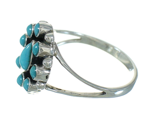 Genuine Sterling Silver Southwestern Turquoise Jewelry Ring Size 7-1/2 QX84708
