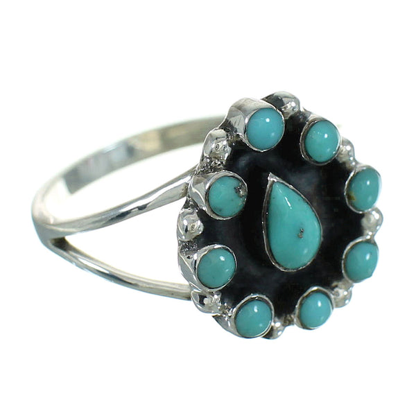 Southwestern Genuine Sterling Silver Turquoise Jewelry Ring Size 5-1/4 QX84716