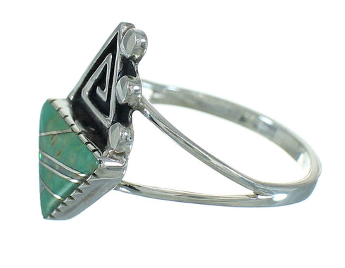 Turquoise Opal Water Wave Southwestern Silver Ring Size 8-1/2 QX83458