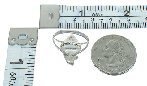 Turquoise Opal Water Wave Southwestern Silver Ring Size 8-1/2 QX83458