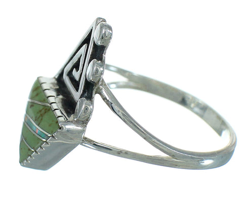 Turquoise Opal Water Wave Southwest Genuine Sterling Silver Ring Size 6-1/2 QX83463