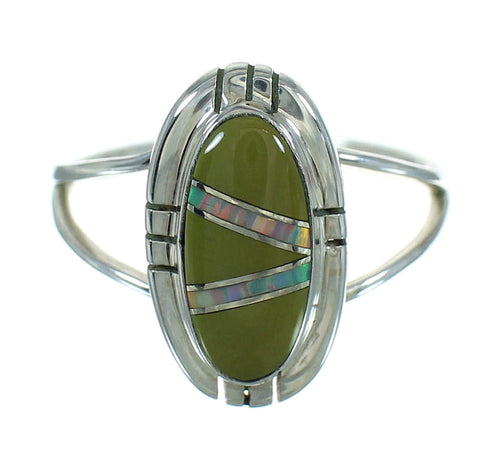 Silver Southwestern Turquoise Opal Ring Size 6-3/4 QX83470