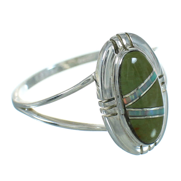 Authentic Sterling Silver Southwestern Turquoise Opal Ring Size 4-1/2 QX83475