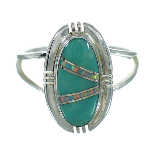 Genuine Sterling Silver Southwestern Turquoise Opal Ring Size 5-1/4 QX83477
