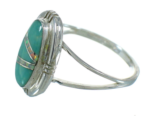 Genuine Sterling Silver Southwestern Turquoise Opal Ring Size 5-1/4 QX83477