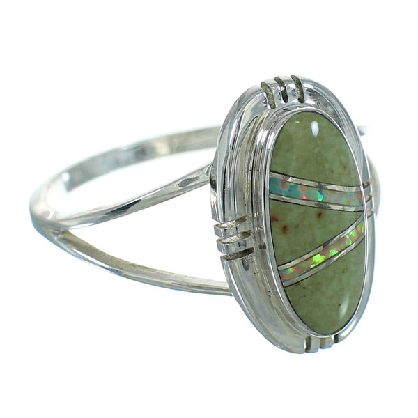 Southwestern Sterling Silver Turquoise Opal Ring Size 5 QX83481