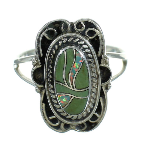 Genuine Sterling Silver Turquoise Opal Southwest Ring Size 4-1/4 QX83516