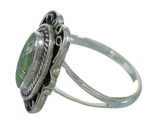 Southwest Turquoise Opal Genuine Sterling Silver Ring Size 7-1/2 QX83524
