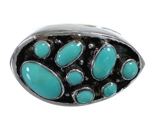 Southwest Turquoise Silver Ring Size 8 YX84509