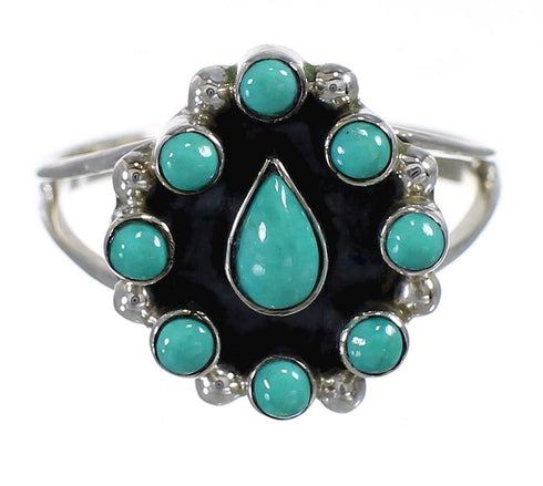 Silver Southwestern Turquoise Ring Size 5 YX85309