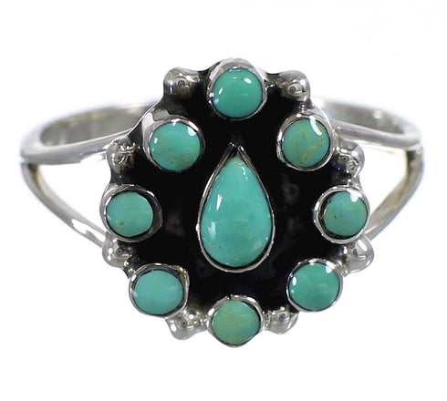 Silver Turquoise Southwestern Jewelry Ring Size 7-3/4 YX85318