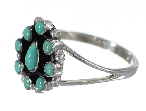 Silver Turquoise Southwestern Jewelry Ring Size 7-3/4 YX85318