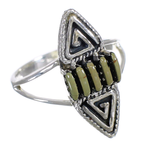 Turquoise Authentic Sterling Silver Southwest Water Wave Needlepoint Ring Size 7 QX85007