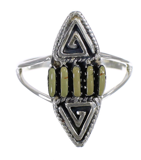 Turquoise Authentic Sterling Silver Southwest Water Wave Needlepoint Ring Size 7 QX85007