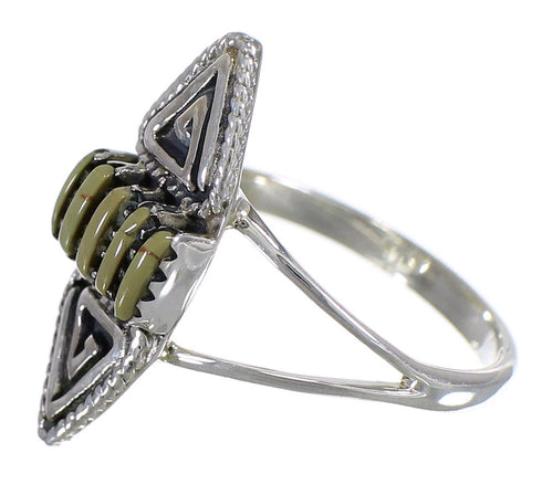 Turquoise Authentic Sterling Silver Southwest Water Wave Needlepoint Ring Size 7 QX85007