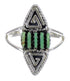 Turquoise Southwest Sterling Silver Water Wave Needlepoint Ring Size 8 QX85017