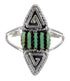 Turquoise Southwestern Silver Water Wave Needlepoint Ring Size 7-1/2 QX85016