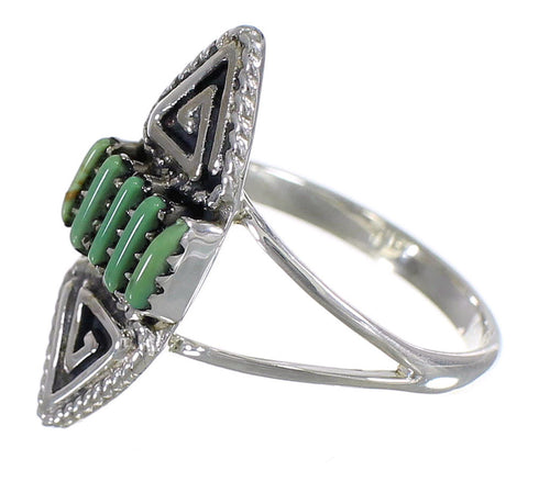 Turquoise Southwest Sterling Silver Water Wave Needlepoint Ring Size 8 QX85017