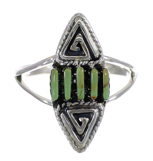Turquoise Southwest Genuine Sterling Silver Water Wave Needlepoint Ring Size 7 QX85024