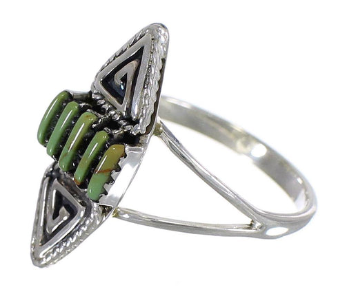 Turquoise Southwest Genuine Sterling Silver Water Wave Needlepoint Ring Size 7 QX85024