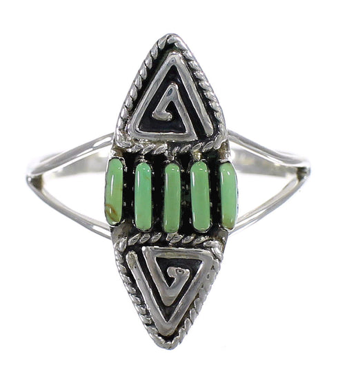 Genuine Sterling Silver Southwest Turquoise Water Wave Needlepoint Ring Size 8 QX85038