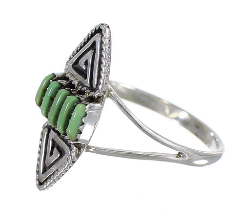 Genuine Sterling Silver Southwestern Turquoise Water Wave Needlepoint Ring Size 8-1/2 QX85040