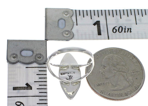 Genuine Sterling Silver Southwestern Turquoise Water Wave Needlepoint Ring Size 8-1/2 QX85040