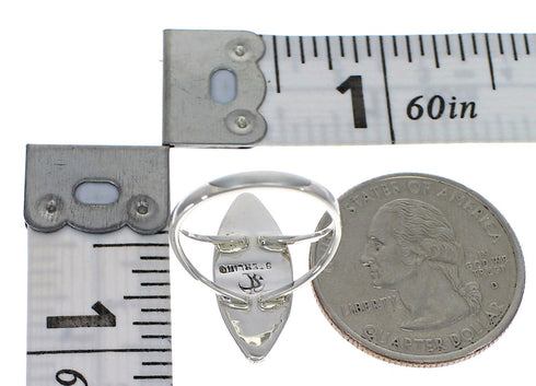 Genuine Sterling Silver Southwest Turquoise Water Wave Needlepoint Ring Size 8 QX85038