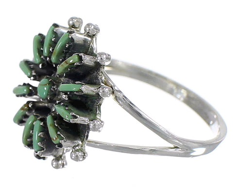 Genuine Sterling Silver Southwestern Turquoise Needlepoint Ring Size 8-1/4 QX84960