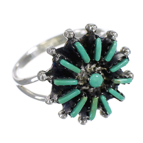 Turquoise Sterling Silver Southwest Needlepoint Ring Size 8-1/2 QX84993