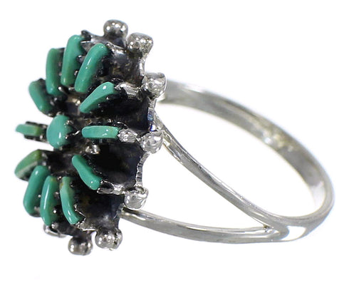 Turquoise Sterling Silver Southwest Needlepoint Ring Size 8-1/2 QX84993