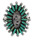 Silver Turquoise Southwestern Water Wave Needlepoint Ring Size 8 QX85061
