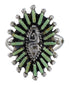 Southwest Turquoise Genuine Sterling Silver Water Wave Needlepoint Ring Size 7-1/2 QX85084