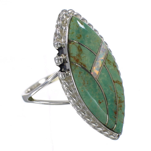 Southwest Sterling Silver Turquoise Opal Ring Size 6-1/2 QX85866