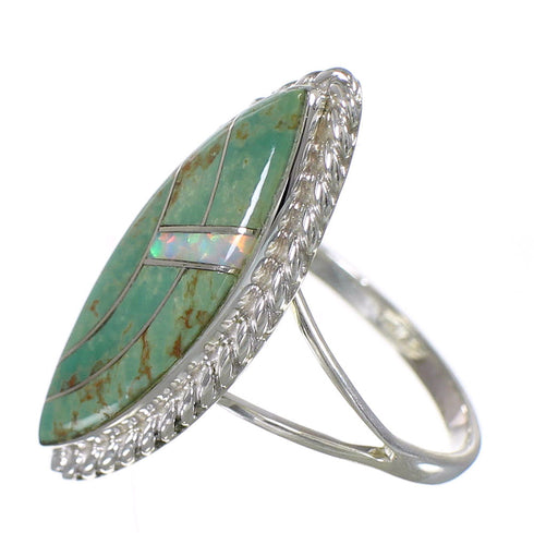 Southwest Sterling Silver Turquoise Opal Ring Size 6-1/2 QX85866