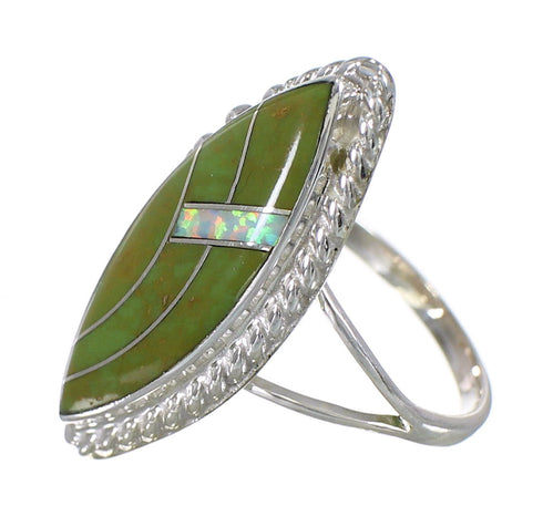 Turquoise Opal Southwestern Sterling Silver Ring Size 8-1/2 QX85887