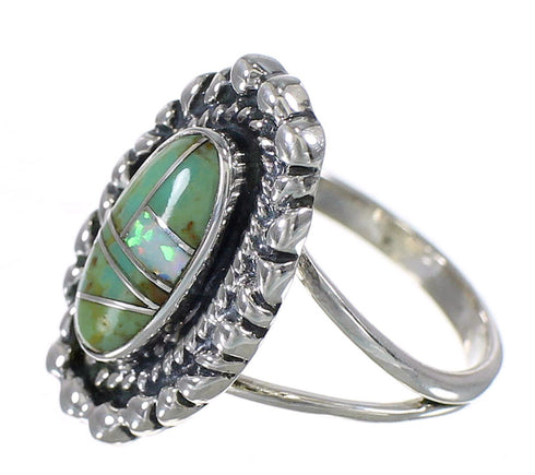 Authentic Sterling Silver Turquoise Opal Southwestern Ring Size 5 QX85907