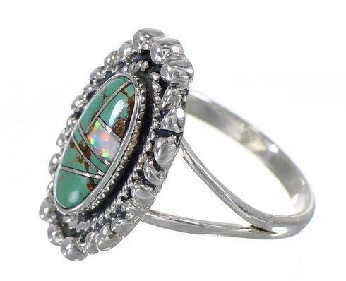Southwest Turquoise Opal Silver Ring Size 6 QX85911