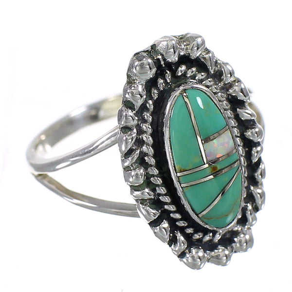 Southwest Turquoise Opal Authentic Sterling Silver Ring Size 5-1/2 QX85916
