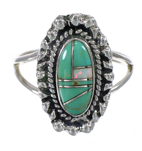 Southwestern Turquoise Opal Genuine Sterling Silver Ring Size 8-1/4 QX85920