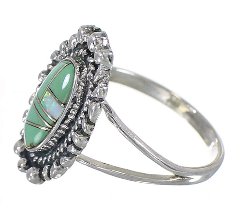Authentic Sterling Silver Southwest Turquoise Opal Inlay Ring Size 7-1/4 QX85929