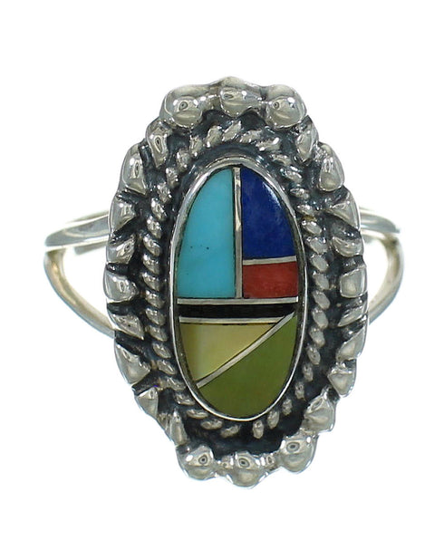 Multicolor Authentic Sterling Silver Southwest Ring Size 6-1/2 YX84213