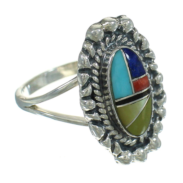 Multicolor And Silver Southwestern Ring Size 5 YX84226