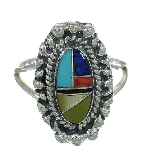 Multicolor And Silver Southwestern Ring Size 5 YX84226
