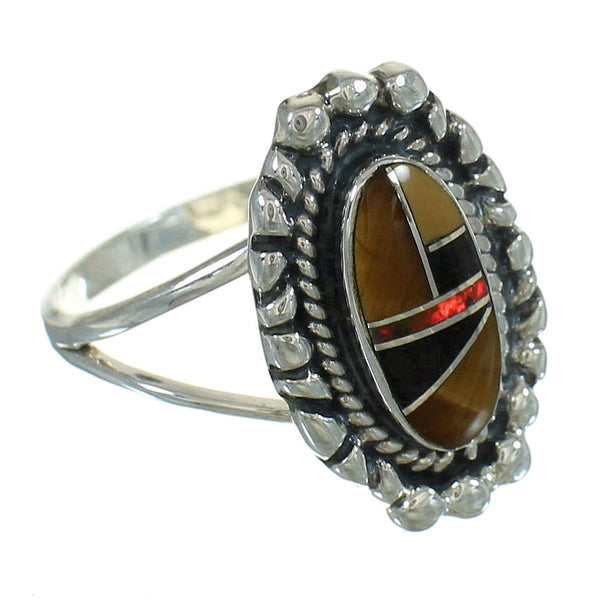 Silver Southwest Multicolor Ring Size 8 YX84326